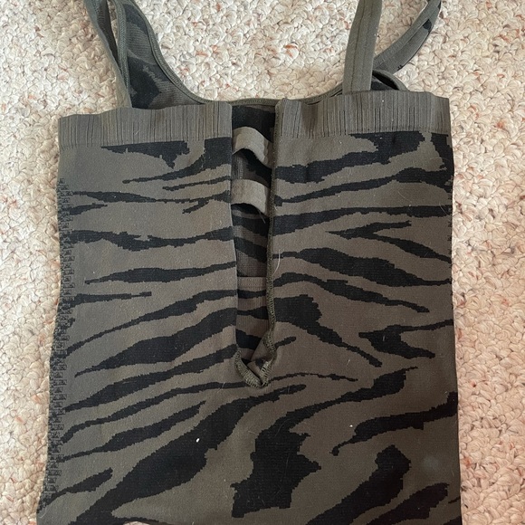 Free People Square Neck Green Tiger Unitard Short - Picture 2 of 5